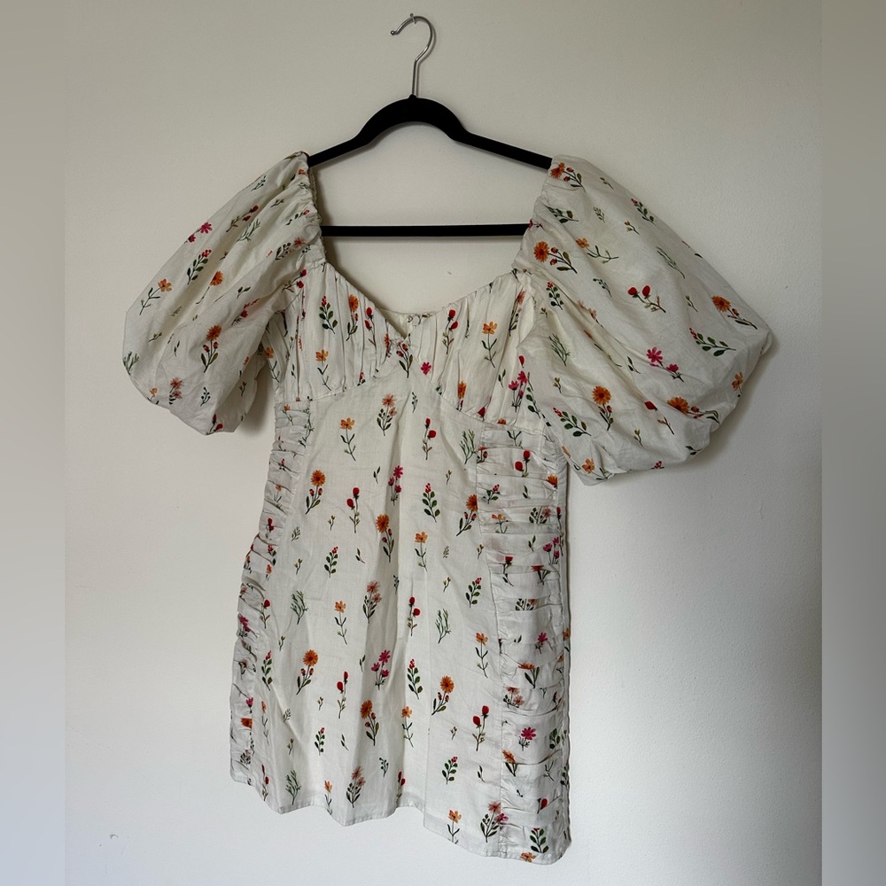 Cream Puff Sleeve Mini Dress